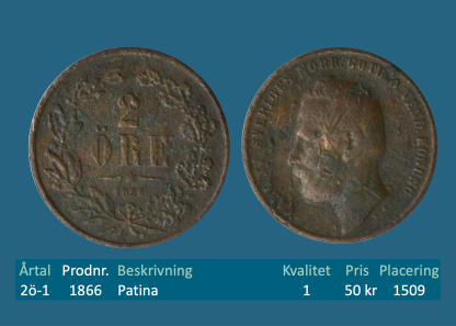 2 Öre 1866 - Patina